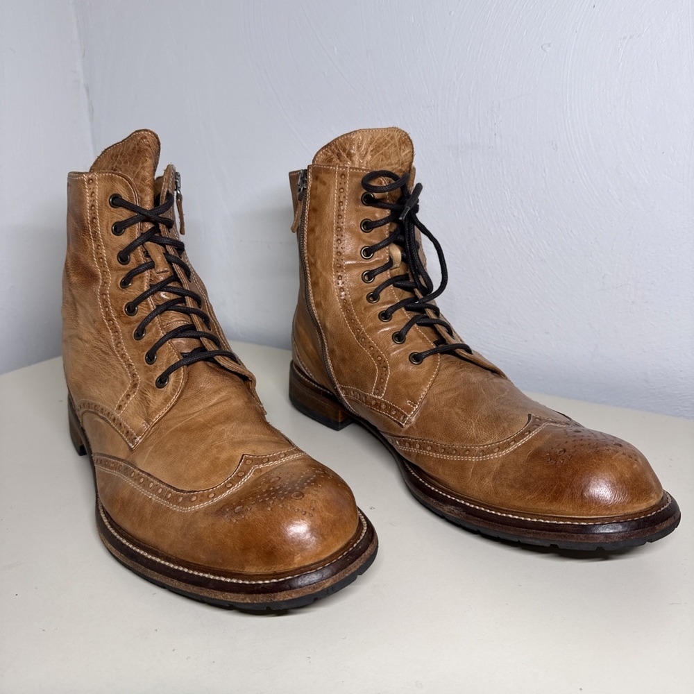Calzoleria Toscana 9147 Cesar Men's Italian Leather Wingtip Boots US 15 EU 48